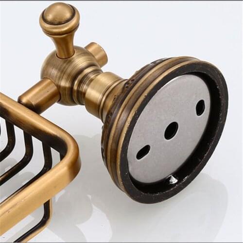13MA Solid Aluminium Wall Mounted Antique Brass Color Bathroom Soap Basket New Bath