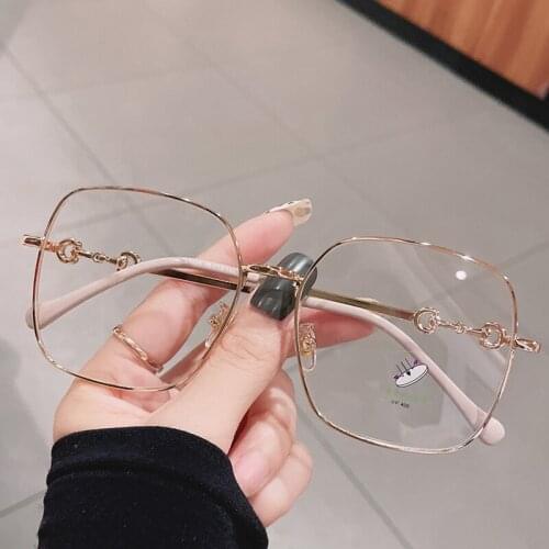 Anti-blue Light Square Clear Glasses Frame For Women Vintage Alloy Computer Eyeglasses Female Elegant Shades Rose Gold Black