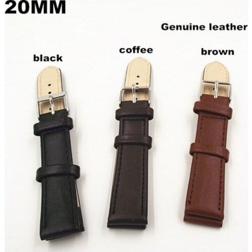 Wholesale 100PCS / lot High quality 20MM watch band Genuine leather Watch strap brown , coffee ,black color 3 color available