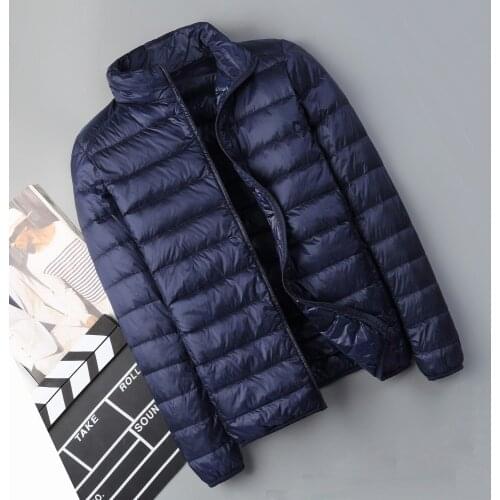 Autumn Winter Men Ultra Light Down Jacket White Duck Down Parkas Male Lightweight Warm Slim Thin Short Coat Outwear Plus Size