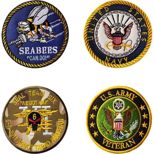 T-N U.S Sea and Land Army Navy Seebees Armband Military Tactical Veteran Embroidery Velcro Patches Bags Badge Cloth Stickers DIY