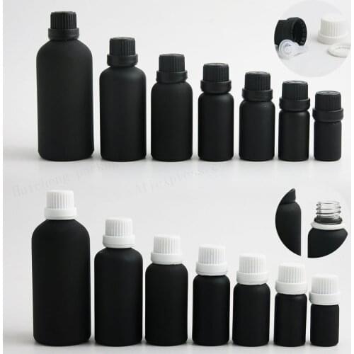 Empty Paint Frost Black Essential Oil Bottle With Tamper Evident Cap 5m 10ml 15ml 20ml 30ml 50ml 100ml 200 PCS