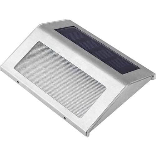 Stainless Steel LED Solar Lights Outdoor Waterproof Garden Pathway Stairs Lamp Lights 3 LED Solar Panel Wall Lamp Stair Lighting