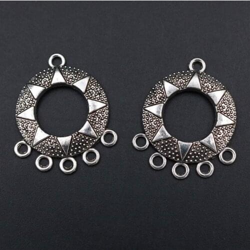 WKOUD 8pcs Silver Plated Retro Porous Round Alloy Connector Necklace Earrings DIY Metal Jewelry Handmade Accessories A188