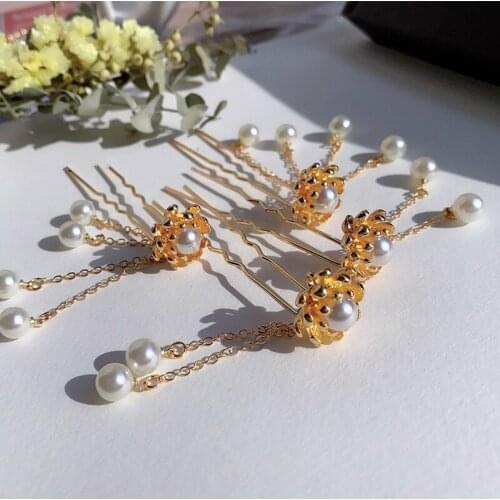 Chinese Style Tassel Headdress Ancient Traditional Hanfu Lady Hair Sticks Small Bell Lotus Pearl Women Hairpin Hair Accessories