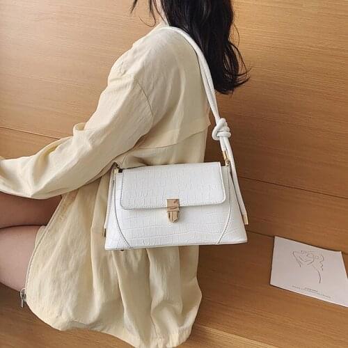 MJ Women Handbags Fashion PU Leather Underarm Bags Female Crocodile Pattern Shoulder Bag High Quality Ladies Purse Bags