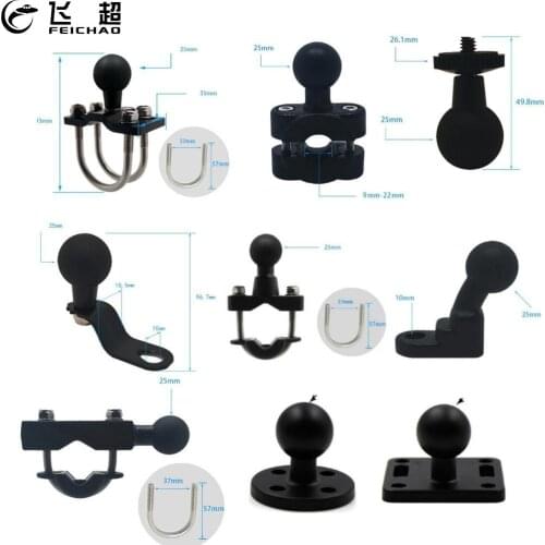 1" inch Ball Head GPS Holder Motorcycle Base Adapter Mount w/ M6 1/4" Screw for Gopro Action Camera Bike Riding DVR Clip Bracket