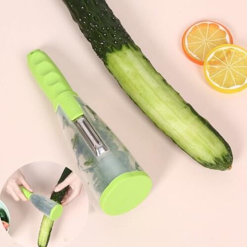 1pcs Multifunctional Peeling Knife storage type vegetable fruit carrot cucumber home peeler belt tube Kitchen Gadget Accessories