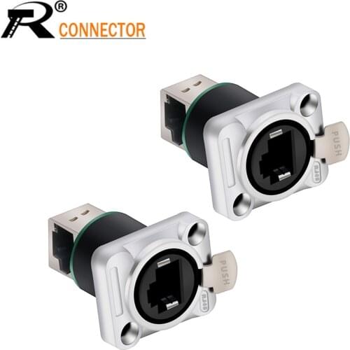 10Pcs/lot 8p8c Aviation Female Socket RJ45 Connector Panel Mount Chassis for Network&Audio RJ45 Angle Styles