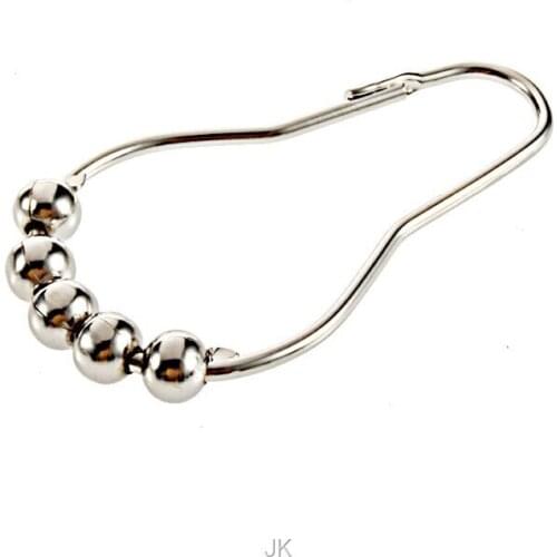 200 pcs Polished Satin Nickel 5 Roller ball Shower Curtain Rings Curtain Hooks