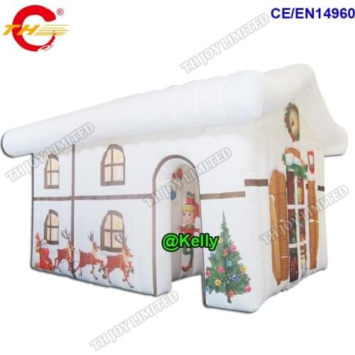 4x3m/5x4m custom made inflatable christmas house air bounce Santa grotto tent for kids party rental
