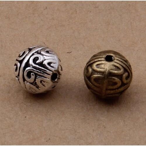 50pcs/lot Vintage Tibetan Silver/Bronze Spacer Beads Bracelet Necklace Charm Metal Beads DIY Zakka Jewelry Making Accessories