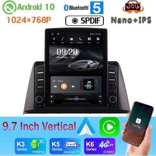 9.7" Vertical Style Android auto Car Media GPS CarPlay Android 10 360 Camera Radio For Peugeot 308 2016-2019 Nano+IPS PX6 4+64G