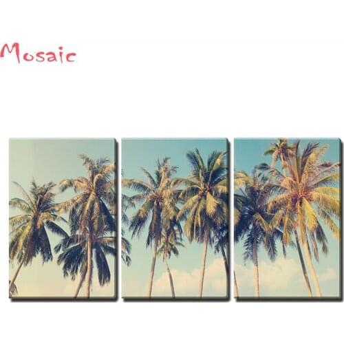 Full square/round drill 5D DIY Diamond Painting Full 3 Piece Tropical Palm Tree on a Beach Home Decor Diamond Mosaic Embroidery