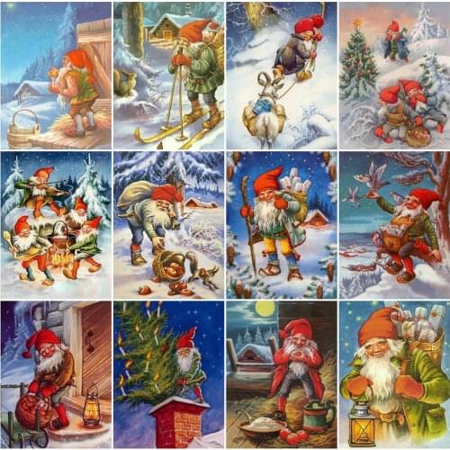 Diamond Painting Cartoon Christmas Pictures Full Square/Round Diamond Embroidery Santa Claus Rhinestone Mosaic Holiday Gifts