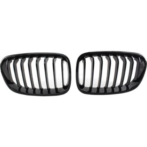 AUTO -Bright Black Front Kidney Grill Grille For Bmw F20 F21 1 Series 2011-2014