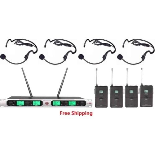 Bolymic UHF Wireless Microphone microfono System with 4 Luxury condenser microphone Headset Microphone