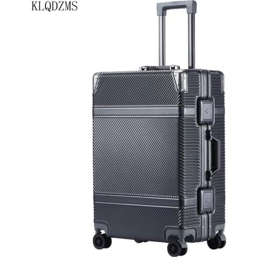 KLQDZMS 20"24inch Aluminum frame rolling luggage men women trolley travel suitcase on wheels