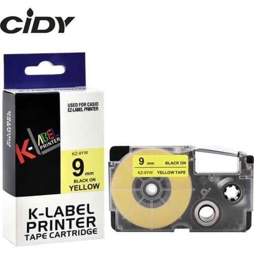 CIDY 50pcs XRYW Compatible Casio Label Tape for XR-9YW XR 9YW 9mm Black on Yellow Ribbon for EZ Printers KL-60-L KL-120