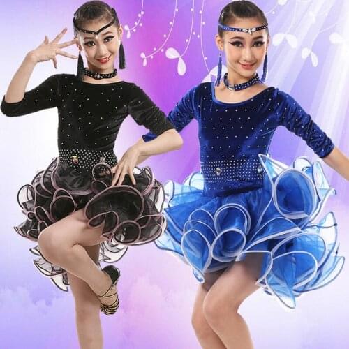 Child kid skirt Children Professional Latin Dance Dress Girls Ballroom Competition Dresses Modern Waltz tango Cha Cha Costumes