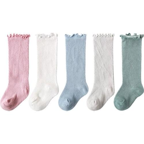 0-5T Baby Girl Socks Summer Thin Over Knee High Socks Mesh Breathable Combed Cotton Newborn Stockings Baby Socks