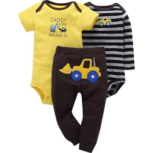 Long sleeve stripe bodysuit+daddy letter print romper+pant for baby boy outfit newborn girl clothes 2020 summer set infant suit