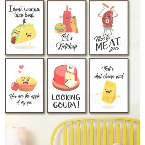 Canvas Painting Food Decor Poster Delicious Meal Hamburger Steak Cake Cheese Kitchen Restaurant Cafe Decor Wall Art Home Decor