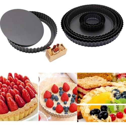 Round Flan Pan Molds Non-Stick Pie Pizza Tart Quiche Cake Mould Removable Loose Bottom Fluted Pastry Pan Bakeware Kitchen Tools