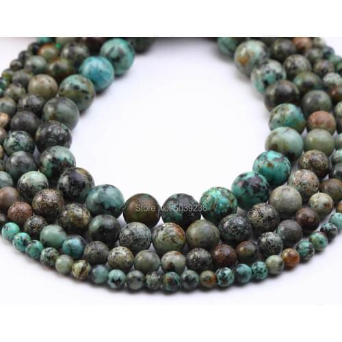 Wholesale Natural Stone African Turquoises Round Loose Beads for Jewelry Making 4 6 8 10mm DIY Bracelet