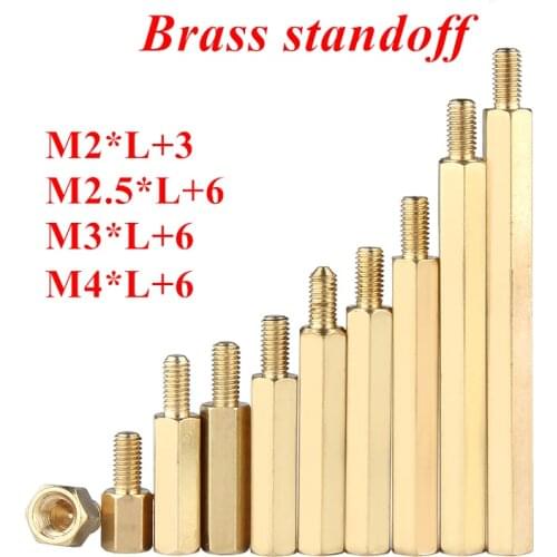 10-50pcs Hex Brass spacing screws M2 M2.5 M3 M4 brass standoff spacer hexagonal stud Spacer Hollow Pillars Male to Female
