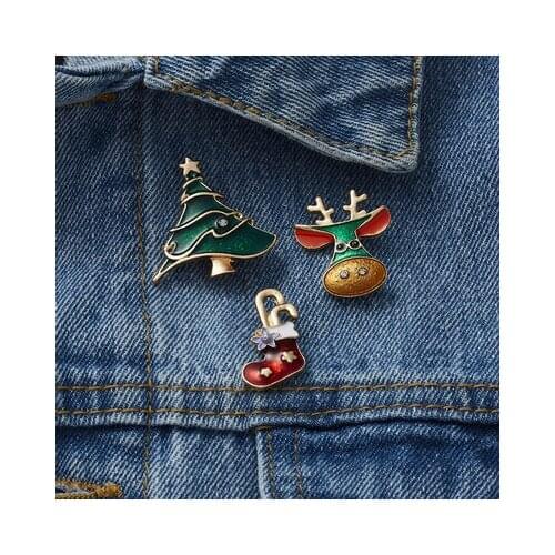 New All-Match Christmas Socks Christmas Tree Elk Small Brooch Female Three-Piece 147