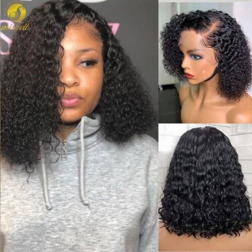 Mishell Deep Curly Bob Lace Front Human Hair Wigs PrePlucked For Black Women 200 Density Deep Water Wave Human Hair Frontal Wig