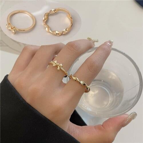 Trendy Gold /Silver Bowknot Rings For Women Cute Fashion Friendship Engagement Wedding Finger Rings 2021 Jewelry