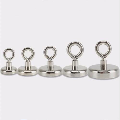 2PCS Strong Neodymium Magnet Salvage Magnet Deep Sea Fishing Magnets Holder Pulling Mounting Pot with Ring Eyebolt