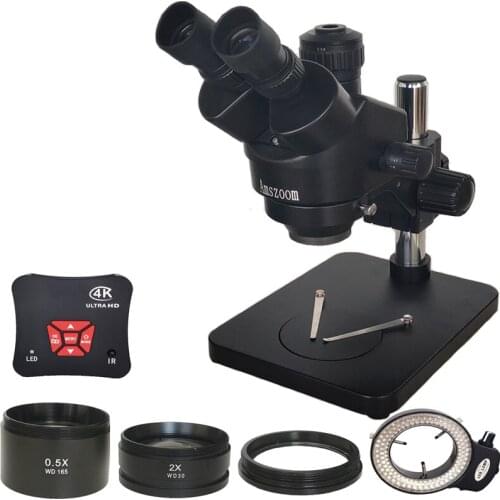 Table Pillar Stand 4K HDMI Digital USB Monitor Microscopio Camera 3.5X-90X Simul Focal Microscope Mobile Phone PCB Repair Kit