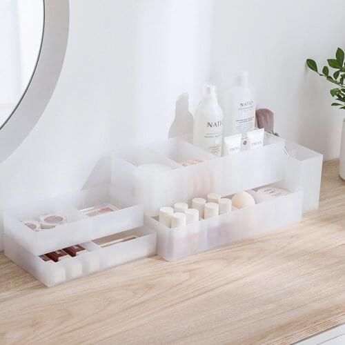 Desktop Cosmetic Storage Box No Cover Desk Organizer Drawer Plastic Finishing Box Frosted Refrigerator Food Storage Basket
