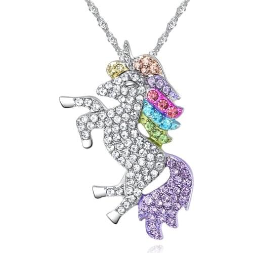 Unicorn Necklaces & Pendants Trendy Jewelry For Women Rainbow Animal collares Initial Necklace Women Lady Simple collier