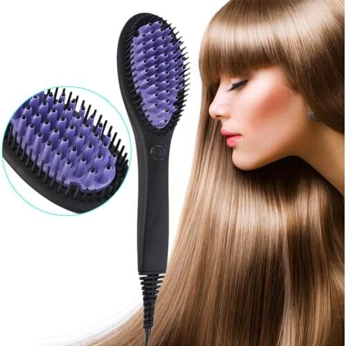 Professional Ceramic Straight Hair Brush Straightener Electric Comb Smooth Silky EU Plug Anti-Scald Tool Straightening Brush