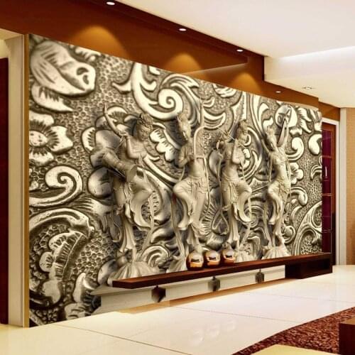 Drop Shipping Custom Photo Wallpaper 3D Stereoscopic Relief Statue TV Background Wall Painting Wallpaper Papel De Parede 3D