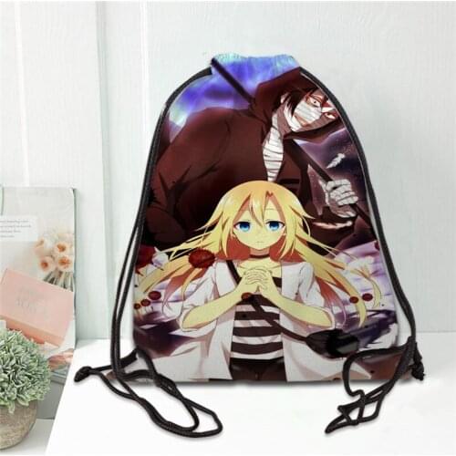 Hot Angels of Death Printed backpack drawstring bag satin soft shoe bags to school custom Logo bags for women