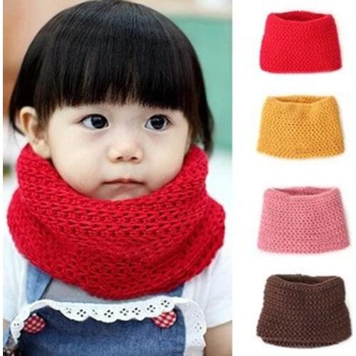 Women & Children Cotton Neckerchief Soft Cute Winter Knitted Scarves Muffler Warm O Ring Circle Scarf Baby Bib for Boys Girls
