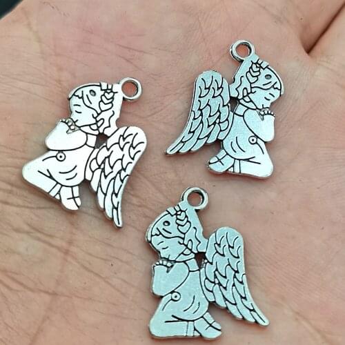 Antiquing 15pcs Vintage Wings Angel Charm Metal Angel Wings Charms Pendant For Jewelry Making