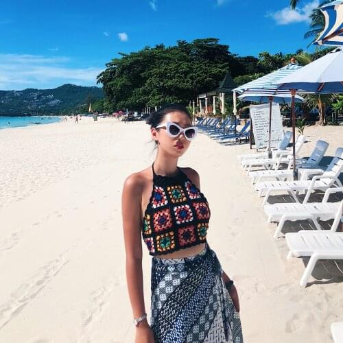 The spot to take homemade goddess of Bohemia wind pure manual weaving hanging neck bikini backless waistcoat