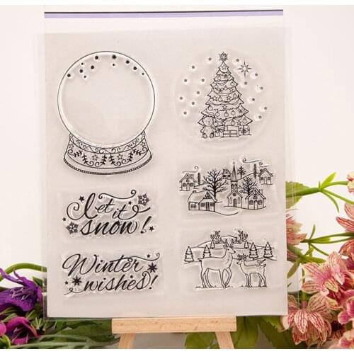 TPXCKz Christmas Tree DIY Scrapbook Card Album Paper Craft Silicone Roller Transparent Stamps 2019 New Year