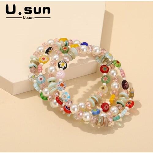 U.sun Layers Bohemian Beads Bracelets For Women Statement Elegant Charm Bracelet Adjustable 2021 Trend Femme Vintage Jewelry