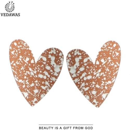 Vedawas Korean Sweet Heart Earrings for Women Boho Metal Simple Colorful Cute Stud Earrings Girlfriend Jewelry Gift Party Show