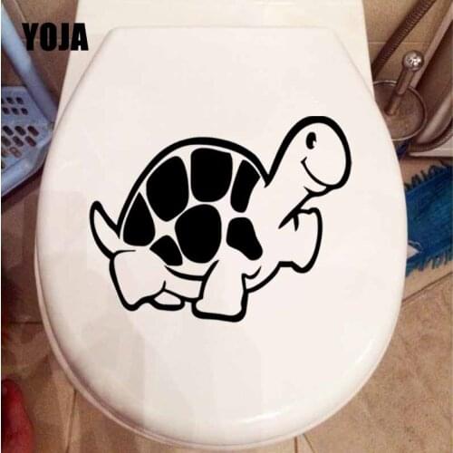 YOJA 23.3X18.4CM Happy Little Turtle playing Toilet Seat Sticker Kids Room Wall Decal T5-0326