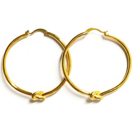 Stainless Steel Round Earrings for Women Geometric Punk Knot Hoop Earings Luxury Fashion Brand Jewelry Z453