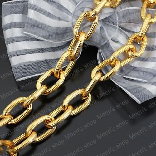 Wholesale Width 9.5mm Aluminum oxidation process Imitation Gold color Embossing Link Chains Accessories 2 Meter (JM2987)