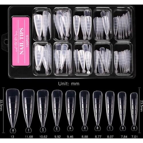 100pcs Coffin Fake Nail Tips Clear Natural XXL Gel Tips Full Cover False Acrylic Stiletto Ballerina Nails Press on Nail